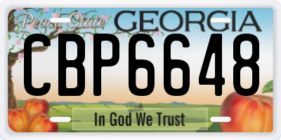 GA license plate CBP6648