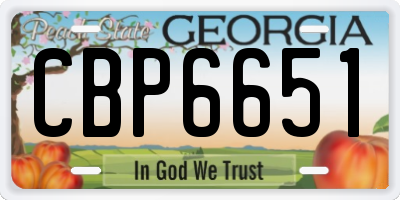GA license plate CBP6651