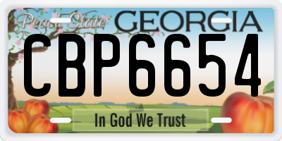 GA license plate CBP6654