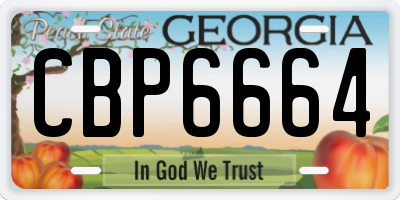 GA license plate CBP6664
