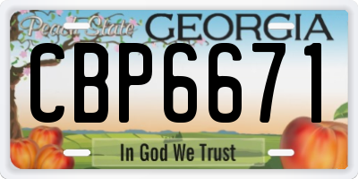 GA license plate CBP6671