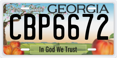 GA license plate CBP6672