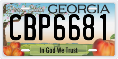 GA license plate CBP6681
