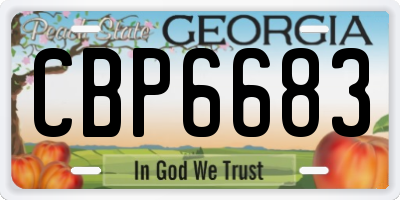 GA license plate CBP6683