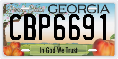 GA license plate CBP6691