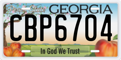 GA license plate CBP6704