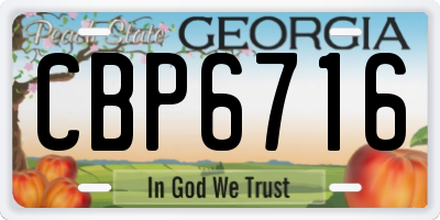 GA license plate CBP6716