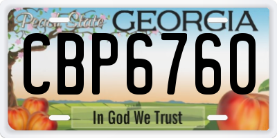 GA license plate CBP6760
