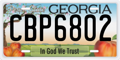 GA license plate CBP6802