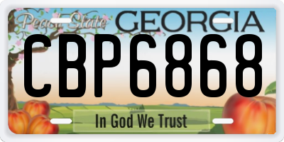 GA license plate CBP6868