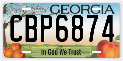 GA license plate CBP6874