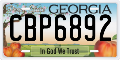 GA license plate CBP6892
