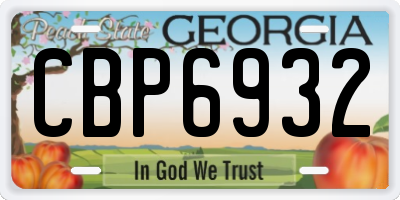 GA license plate CBP6932