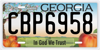 GA license plate CBP6958