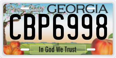GA license plate CBP6998