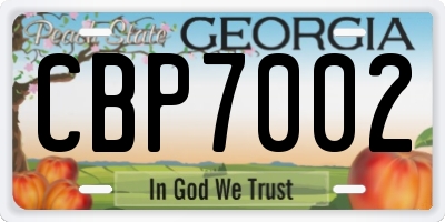 GA license plate CBP7002
