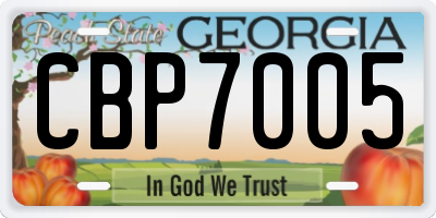 GA license plate CBP7005