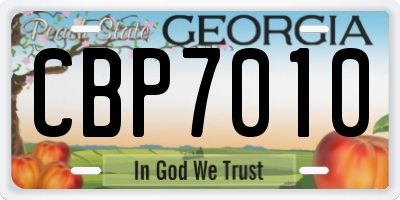 GA license plate CBP7010