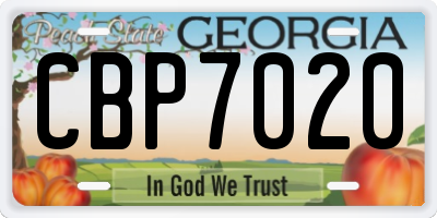 GA license plate CBP7020