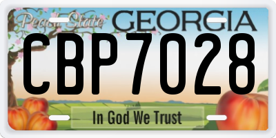 GA license plate CBP7028