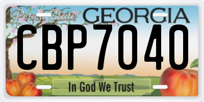 GA license plate CBP7040