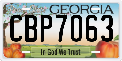 GA license plate CBP7063
