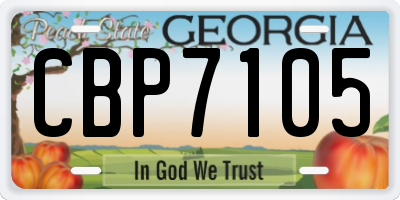 GA license plate CBP7105