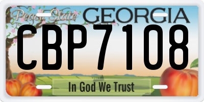 GA license plate CBP7108