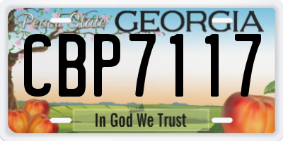 GA license plate CBP7117