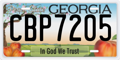 GA license plate CBP7205