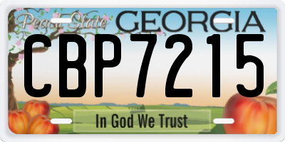 GA license plate CBP7215