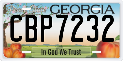 GA license plate CBP7232