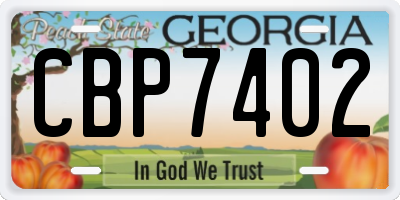 GA license plate CBP7402