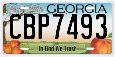 GA license plate CBP7493