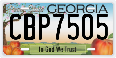 GA license plate CBP7505
