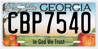 GA license plate CBP7540
