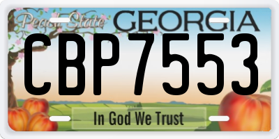 GA license plate CBP7553