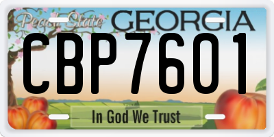 GA license plate CBP7601