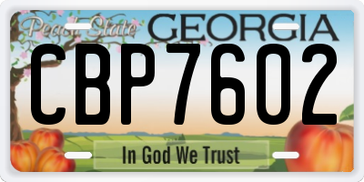 GA license plate CBP7602