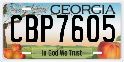 GA license plate CBP7605