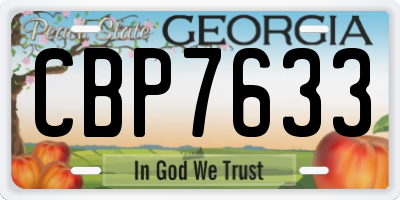 GA license plate CBP7633
