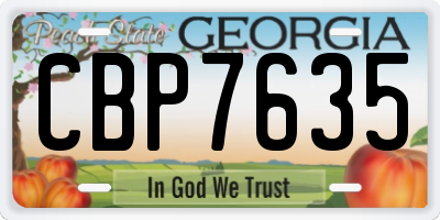 GA license plate CBP7635