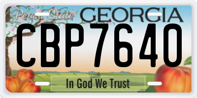 GA license plate CBP7640