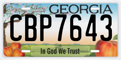 GA license plate CBP7643