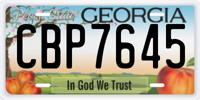 GA license plate CBP7645