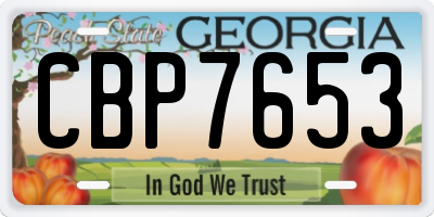 GA license plate CBP7653