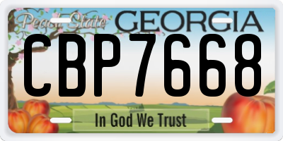 GA license plate CBP7668
