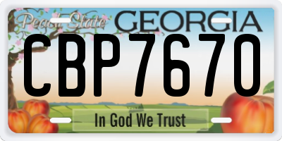 GA license plate CBP7670