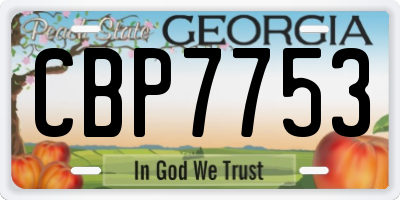 GA license plate CBP7753
