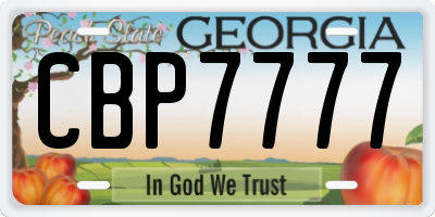 GA license plate CBP7777